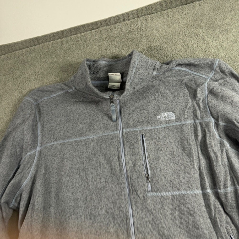 The North Face Mens XXL Gray Heather Full Zip Fleece Jacket Mock Neck Pocket